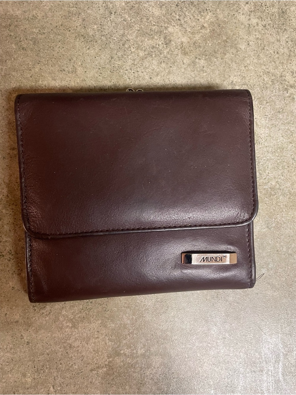 mundi Dark Brown Leather Men's Wallet with Silver Logo Plaque